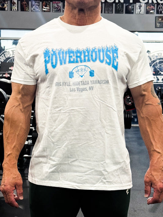 Powerhouse Gym Las Vegas Fire Logo Tee - White/Blue