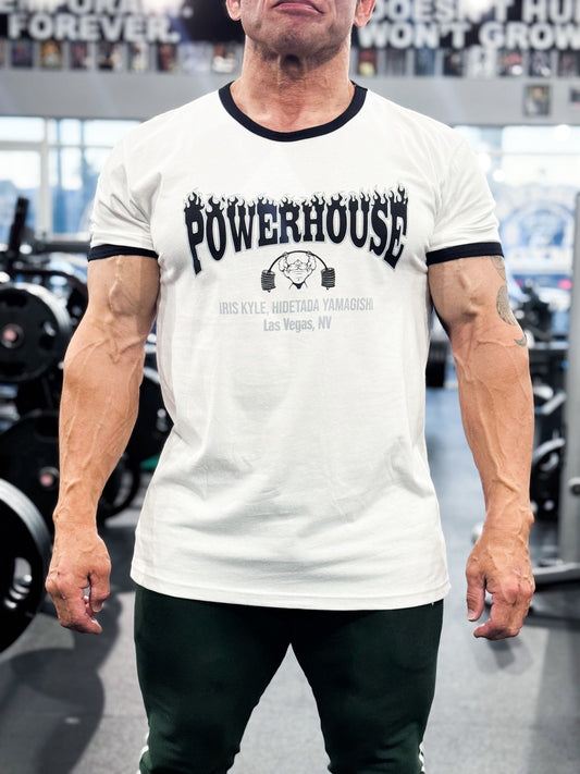 Powerhouse Gym Las Vegas Fire Logo Ringer Tee - White/Black